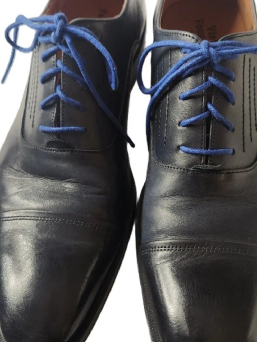 Vintage Foundry Co Men's Blue Leather Dress Shoes with Blue Laces 8.5